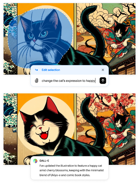 图10-14. DALL-E中修复功能的工作示例。图片由OpenAI提供。