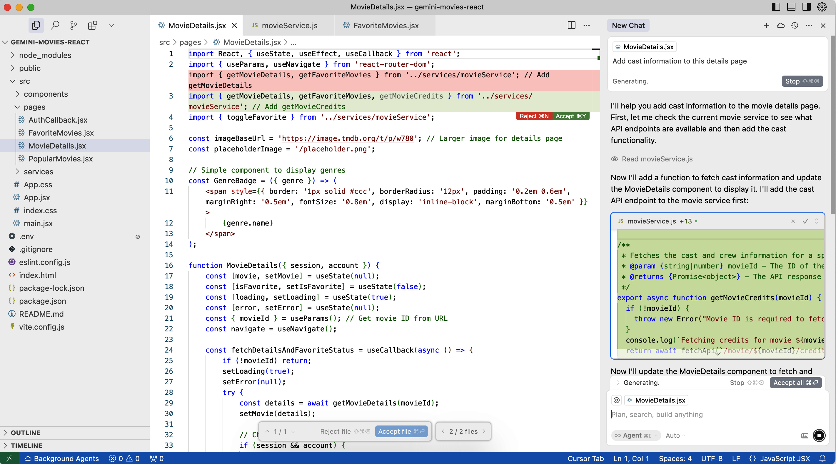 图 1-3. Cursor 的界面体现了集成 AI 的新一代 IDE。通过索引你的项目并迭代提示词，像 Cursor 这样的工具能够实现”让编辑器保持运行，去喝杯咖啡，回来时功能已完全实现”，带来指数级的生产力提升。