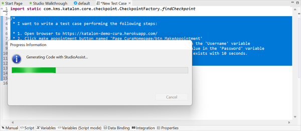 图4-2：使用Katalon生成测试只需几秒钟