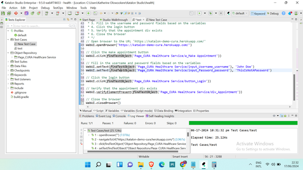 图4-3：由Katalon生成并在StudioAssist UI上执行的测试