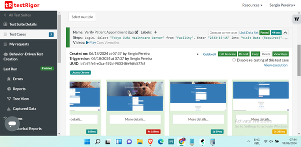 图4-5. 测试针对测试应用程序执行并成功通过