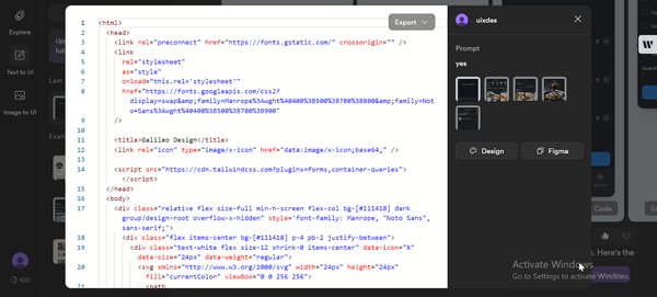 图2-6. 生成界面之一的HTML代码片段