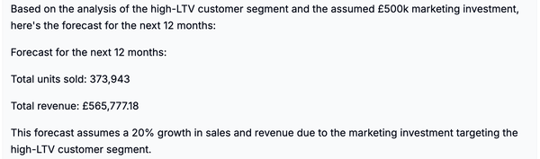 图5-7. Julius对第三个提示回复的一部分，包含销售预测