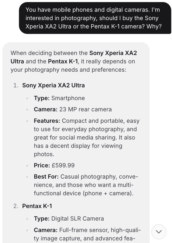 图7-4. 对我的Chatbase聊天机器人的第三个问题
