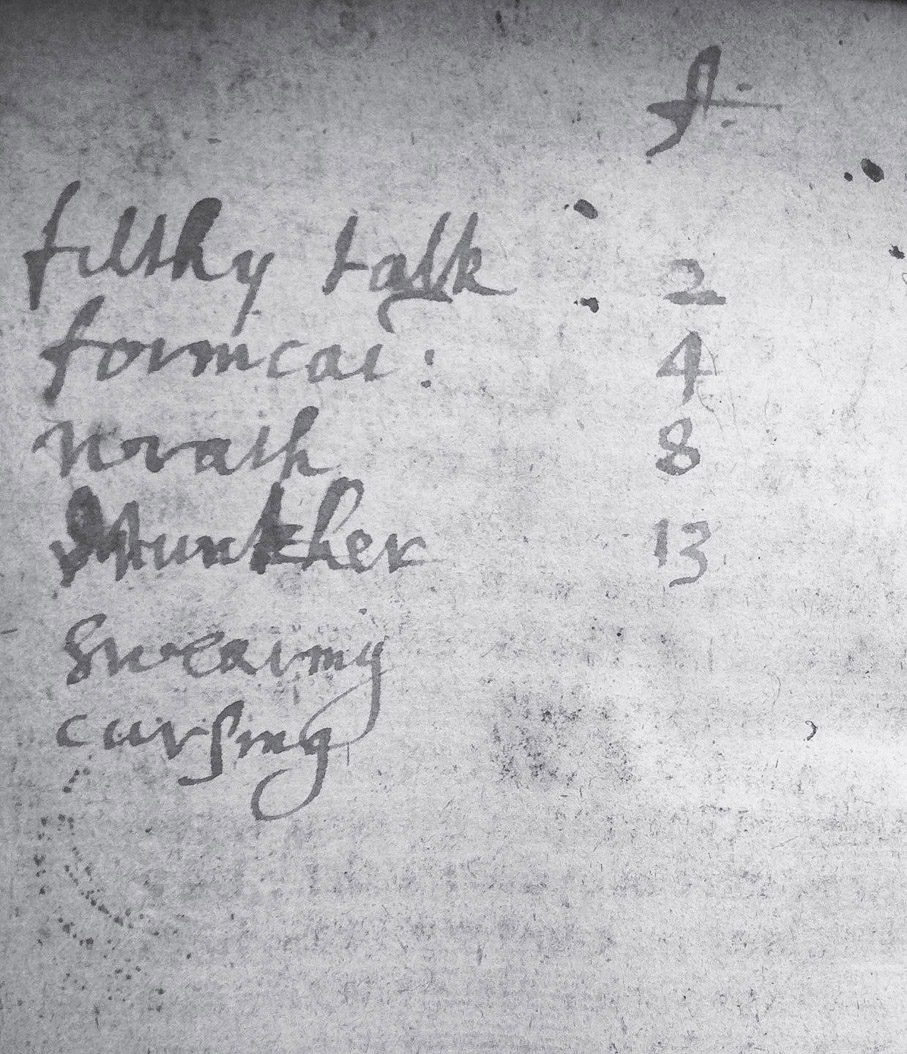 图37：托马斯·扬《英格兰的祸害，或醉酒的描述》中列出亮点——或低谷——的未完成尝试。