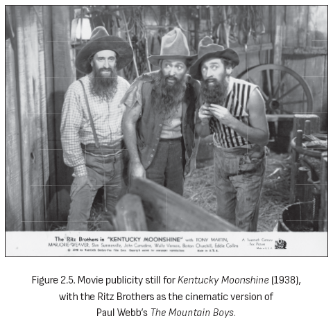 图2.5. 电影《Kentucky Moonshine》(1938)的宣传剧照,Ritz Brothers饰演Paul Webb《Mountain Boys》的电影版本。
