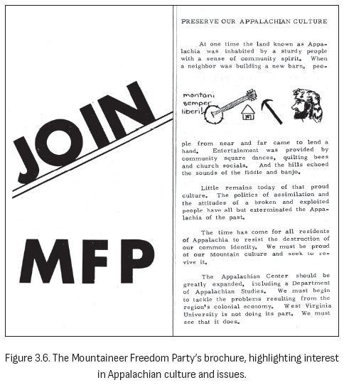 图3.6. 山地人自由党的小册子，突出了对阿巴拉契亚文化和议题的关注。
