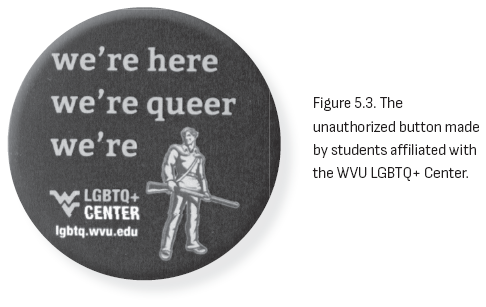 图5.3. 由WVU LGBTQ+中心相关学生制作的未经授权徽章