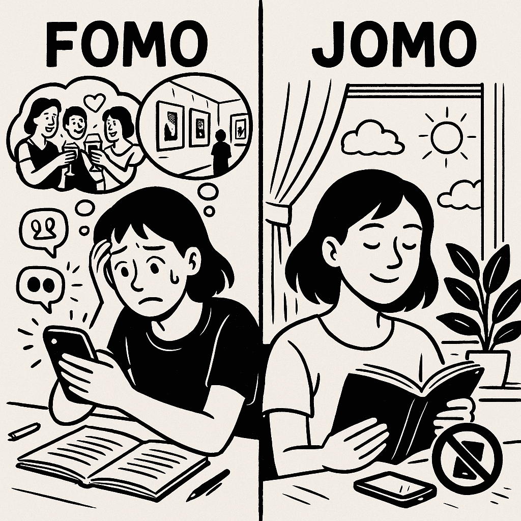 FOMO vs JOMO示意图